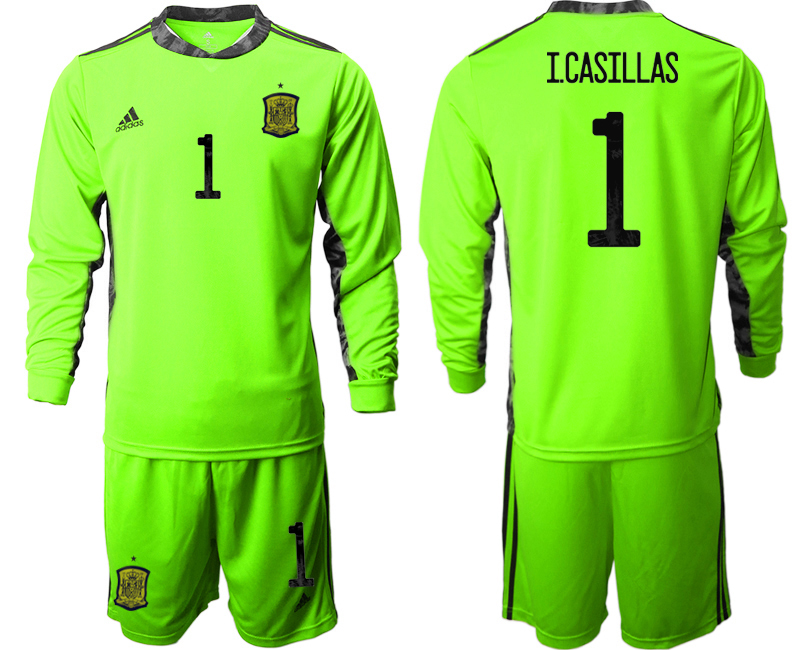 Cheap Men 2021 European Cup Spain green Long sleeve goalkeeper 1 Soccer Jersey